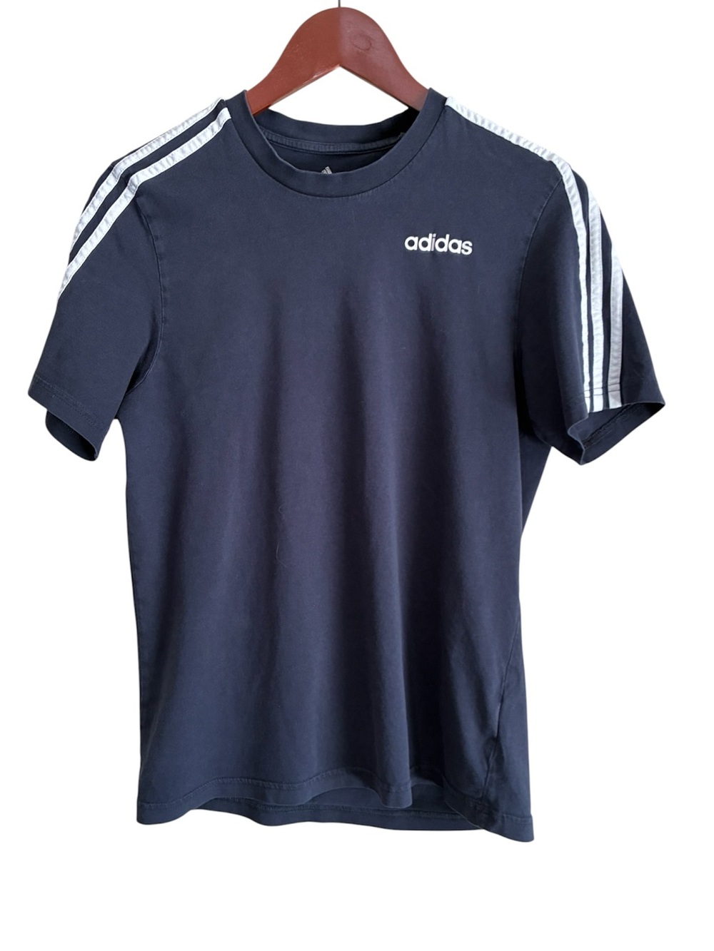 Adidas Women’s Navy 3-Stripes Short Sleeve T-Shirt Size Small